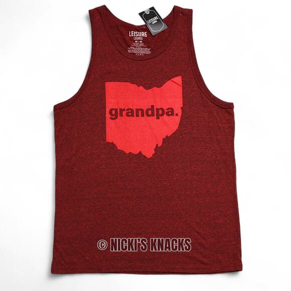 Leisure Lounge Grandpa Ohio Tank Top Red Mens Funny Graphic Gift Size M - Picture 2 of 6